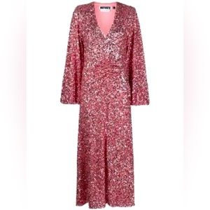 Rotate Birger Christensen pink sequin midi dress